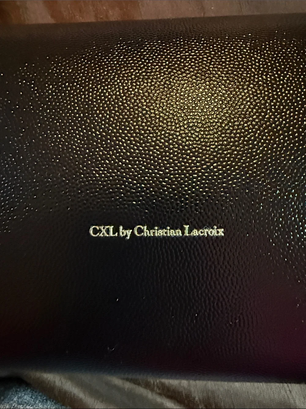 Christian Lacroix Black Envelope Clutch with Gold Emblem and Removable Chain - Picture 3 of 3